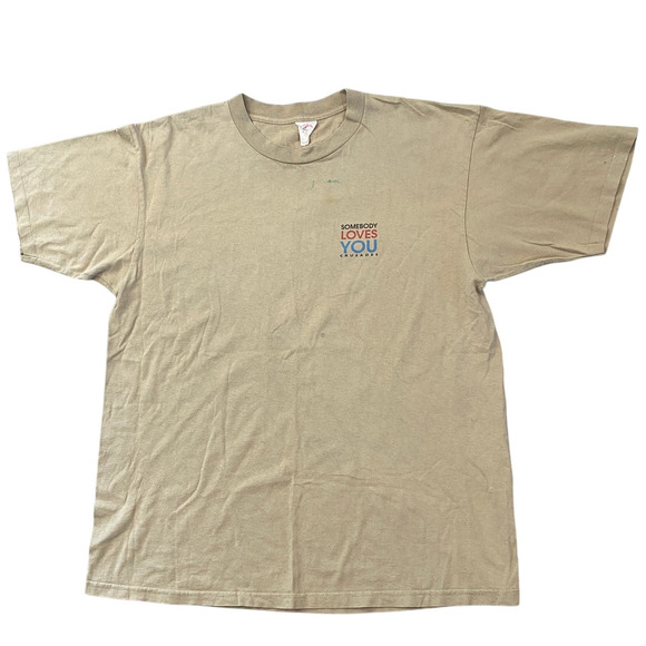 Vintage 90s Somebody Loves You Crusades Christian T Shirt Men's XL - Picture 1 of 11